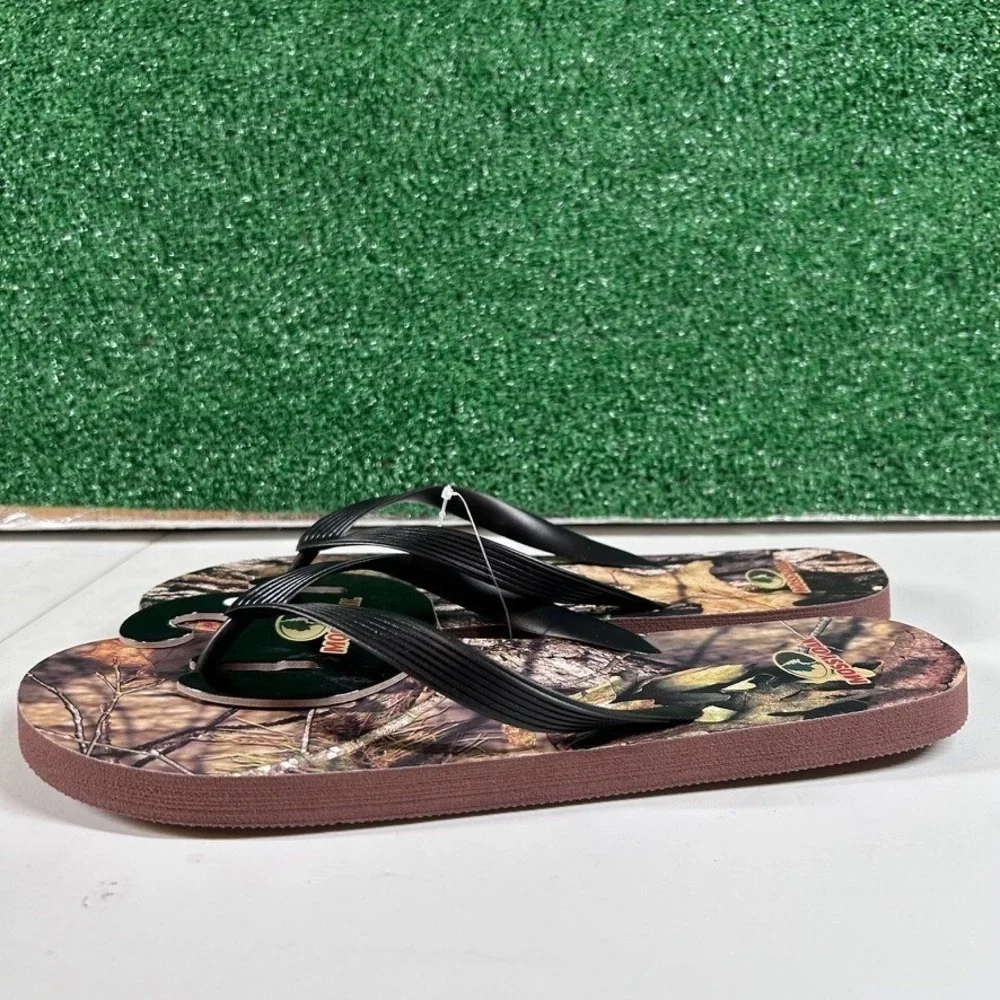 Mossy Oak Break‎ Up Country Flip Flops Mens Large Brown Camo Lightweight NWT